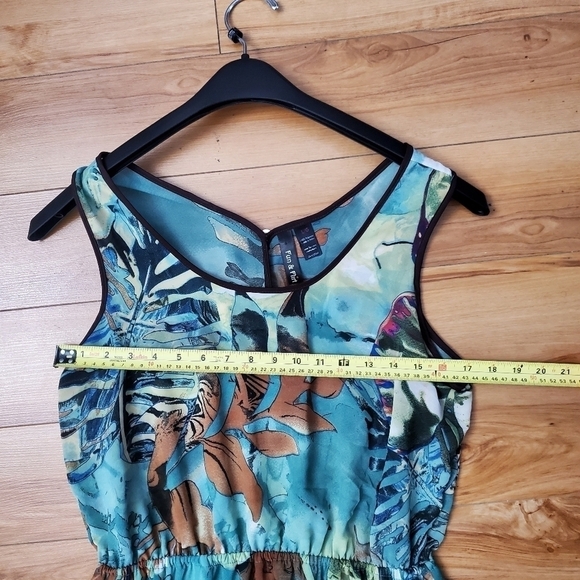 FUN & Flirt Women Sleeveless Green Dress Size Large Tropical Maxi Dress - Picture 14 of 15